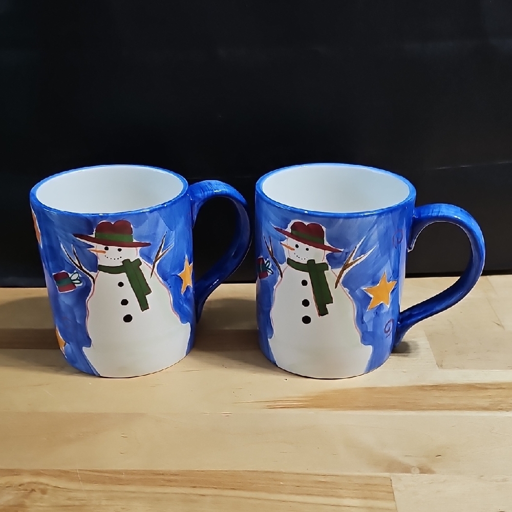 3 for $20 ​☃️ Hand Painted Snowman Coffee Mugs Set of 2 Christmas